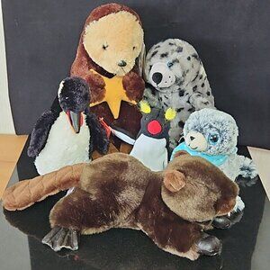 Aquarium Plush Lot Aurora Penguins Otter Seals Flopsie Beaver Stuffed Animal Toy